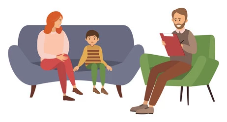 Conversation Between Mother Child And Male Vector 47083198