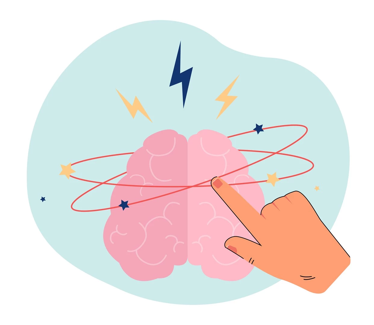 Hand Of Scientist Or Engineer Touching Human Brain